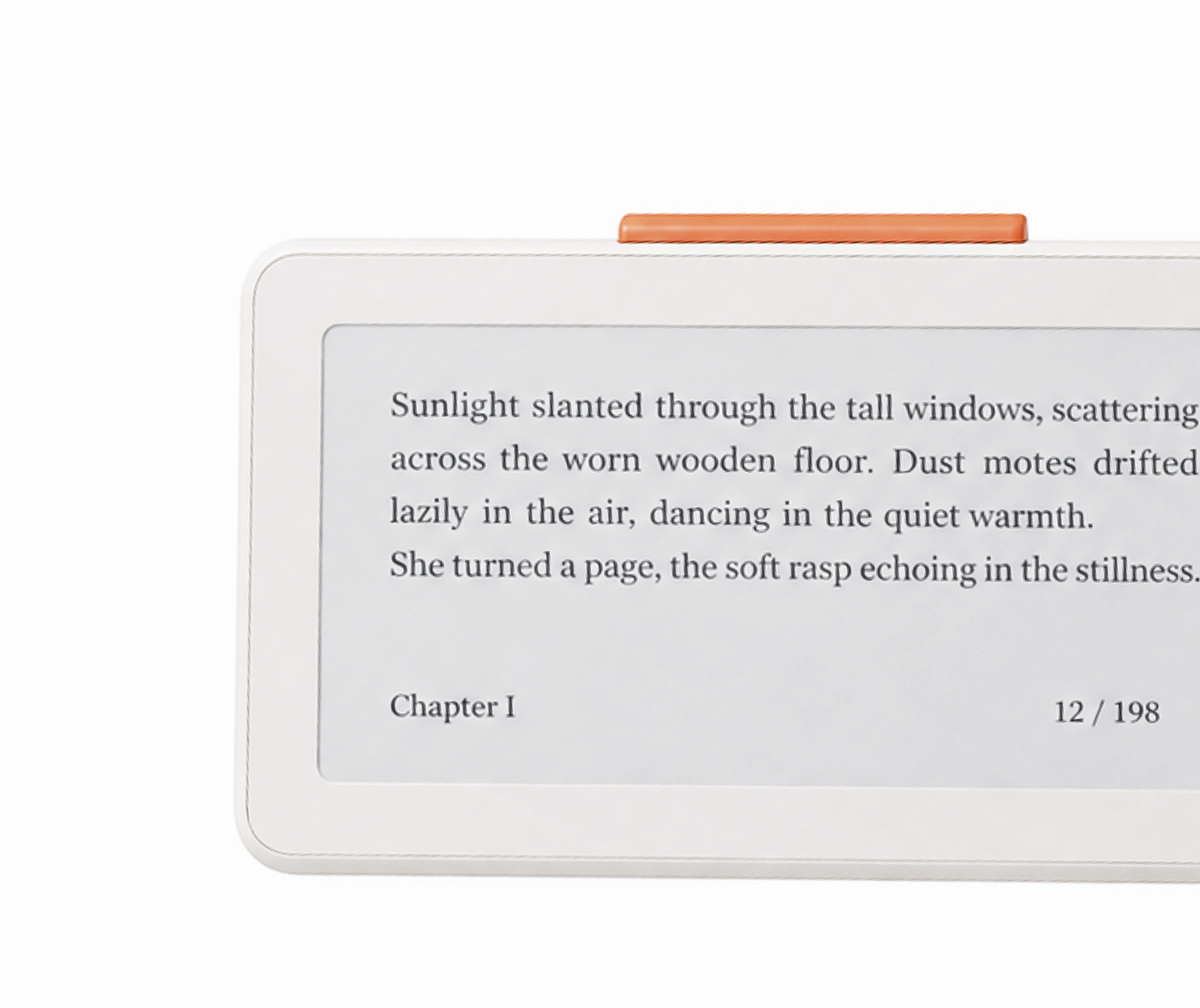 Tiny Tome front view showing reading screen